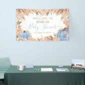 Lona Boho Pampas Blue Pumpkin baby shower Welcome  Spandoek (Beurs)