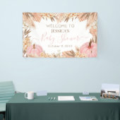 Lona Boho Pampas Pink Pumpkin baby shower Welcome  Spandoek (Beurs)