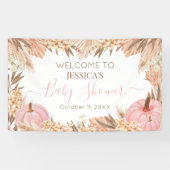 Lona Boho Pampas Pink Pumpkin baby shower Welcome  Spandoek (Horizontaal)