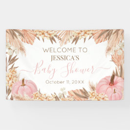 Lona Boho Pampas Pink Pumpkin baby shower Welcome  Spandoek