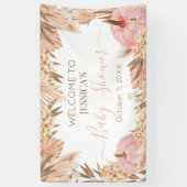 Lona Boho Pampas Pink Pumpkin baby shower Welcome  Spandoek (Verticaal)