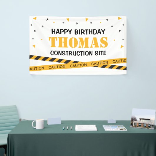Lona Caution Construction Site Birthday backdrop Spandoek (Beurs)