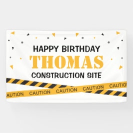 Lona Caution Construction Site Birthday backdrop Spandoek