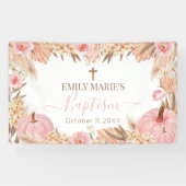 Lona Floral Boho Pampas Pink Pumpkin baptism Spandoek (Horizontaal)