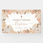 Lona Floral Boho Pampas White Pumpkin baptism Spandoek (Horizontaal)
