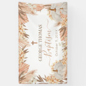 Lona Floral Boho Pampas White Pumpkin baptism Spandoek (Verticaal)