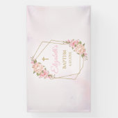 Lona Geometric Pink Floral Baptism Backdrop Spandoek (Verticaal)