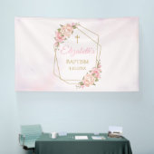 Lona Geometric Pink Floral Baptism Backdrop Spandoek (Beurs)