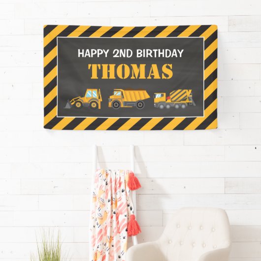 Lona Happy Birthday Construction backdrop Spandoek (Insitu)