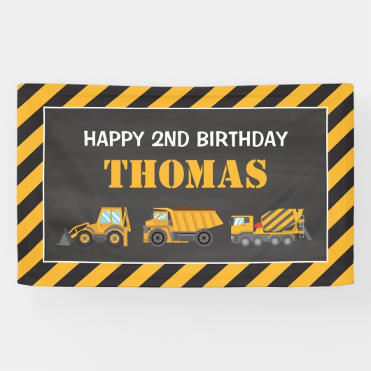 Lona Happy Birthday Construction backdrop Spandoek (Horizontaal)