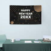 Lona HAPPY NEW YEAR banner black & gold (Beurs)