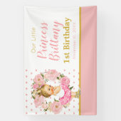 Lona Little Princess birthday Flowers banner (Verticaal)