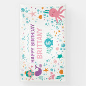 Lona Mermaid Under the Sea birthday banner (Verticaal)