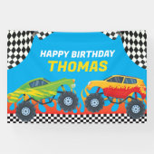 Lona Monster Truck Birthday backdrop banner (Horizontaal)