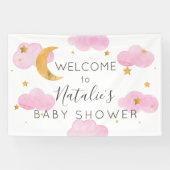 Lona Moon & Stars nubes rosas, pancarta de ducha d Spandoek (Horizontaal)