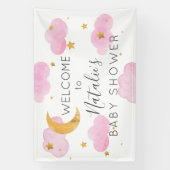 Lona Moon & Stars nubes rosas, pancarta de ducha d Spandoek (Verticaal)