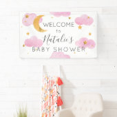 Lona Moon & Stars nubes rosas, pancarta de ducha d Spandoek (Insitu)