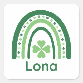 Lona Name Clover Boho Rainbow Vierkante Sticker