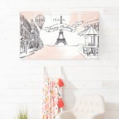 Lona Oh La La Paris backdrop Happy Birthday banner (Insitu)