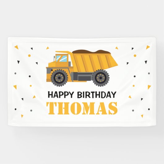 Lona Sand Truck Construction Birthday backdrop Spandoek (Horizontaal)