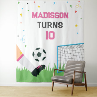 Lona Soccer girl Sport Birthday backdrop banner Wandkleed
