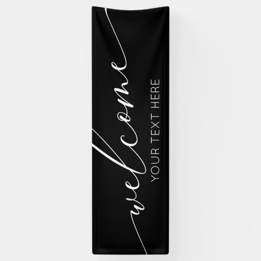 Lona WELCOME black and white Sign banner backdrop (Verticaal)
