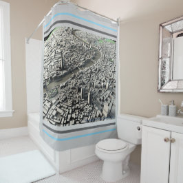 Londen 2015 Stadsplattegrond: Luchtvaart Uitzicht  Douchegordijn