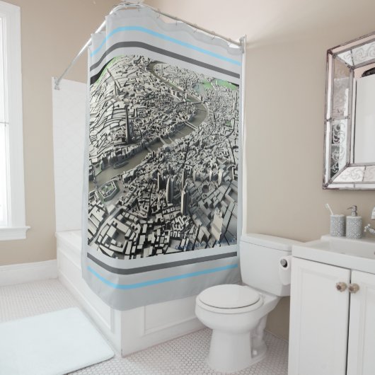 Londen 2015 Stadsplattegrond: Luchtvaart Uitzicht  Douchegordijn (In situ)