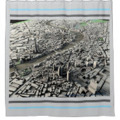 Londen 2015 Stadsplattegrond: Luchtvaart Uitzicht  Douchegordijn (Voorkant)