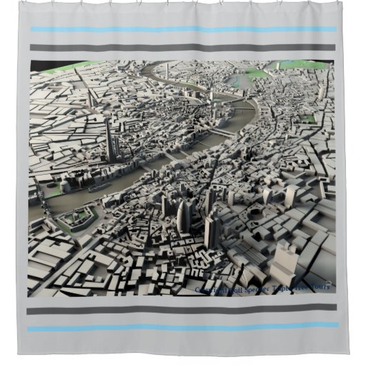 Londen 2015 Stadsplattegrond: Luchtvaart Uitzicht  Douchegordijn (Voorkant)