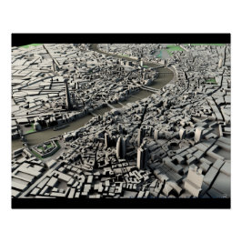 Londen 3D Digitale Kaart 2015 Perfect Poster
