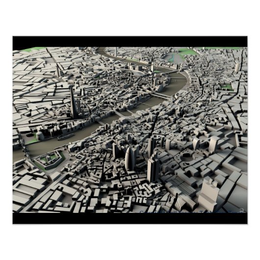 Londen 3D Digitale Kaart 2015 Perfect Poster (Voorkant)