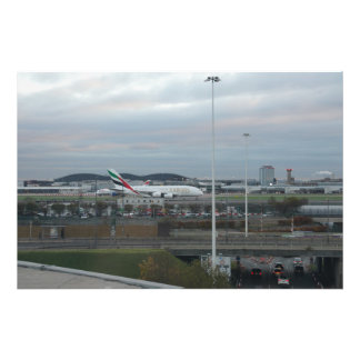 Londen Airport Avond Landing Foto Afdruk