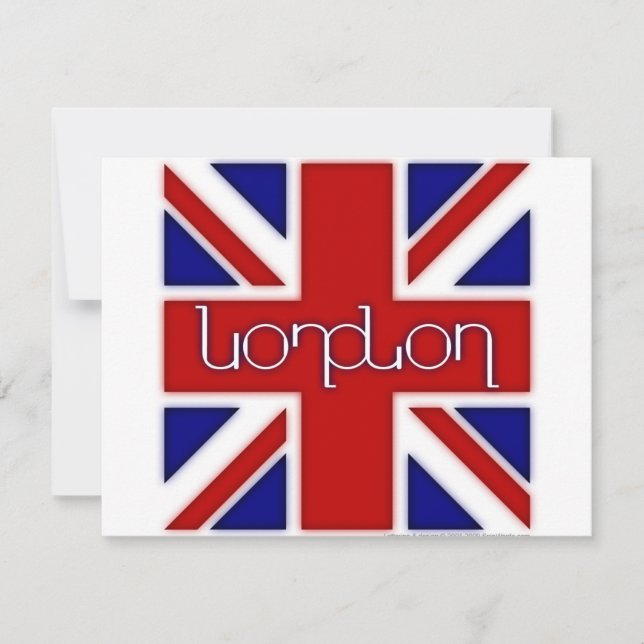 "Londen" ambigram onder Britse vlag (Voorkant)