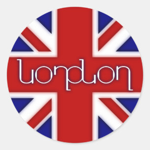 "Londen" ambigram onder Britse vlag Ronde Sticker
