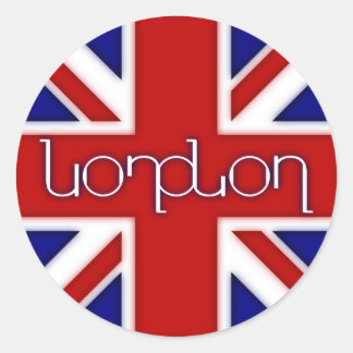 "Londen" ambigram onder Britse vlag Ronde Sticker