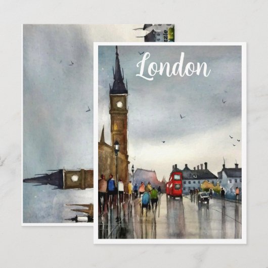 Londen aquarel briefkaart (Voorkant / Achterkant)