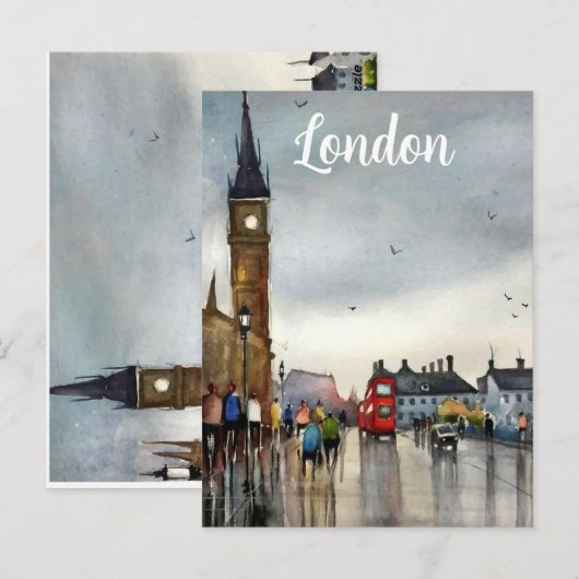 Londen aquarel briefkaart (Voorkant / Achterkant)