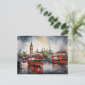 Londen aquarel kunst briefkaart (Staand voorkant)