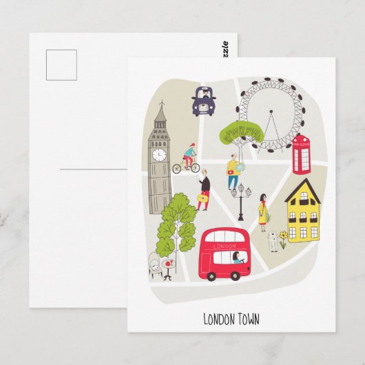 Londen Artsy Kaart Kenmerken Stijlvol (Voorkant / Achterkant)