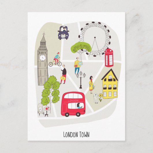 Londen Artsy Kaart Kenmerken Stijlvol (Voorkant)