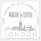 Londen Bestemming Bruiloft Vierkante Sticker (Voorkant)