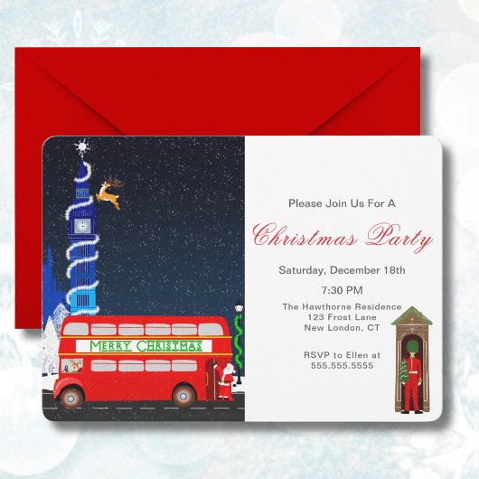 Londen Big Ben dubbeldekker bus Prettig kerstfeest Kaart