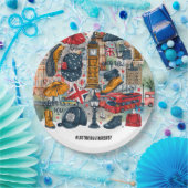 Londen Big Ben Dubbeldeks Bus Westminster Tourist Papieren Bordje (Feest)