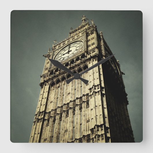 Londen - Big Ben en Tower Square Wall Clock Vierkante Klok (Voorkant)