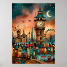 Londen Big Ben Fantasievolle Stadsgezicht