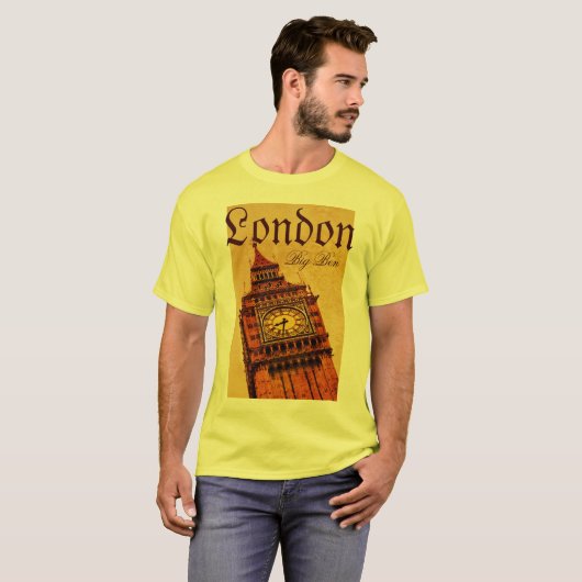 Londen, Big Ben grunge T-shirt (Voorkant volledig)