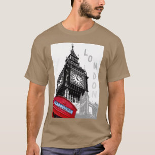 Londen Big Ben Klokkentoren Rode Telefooncel T-shirt