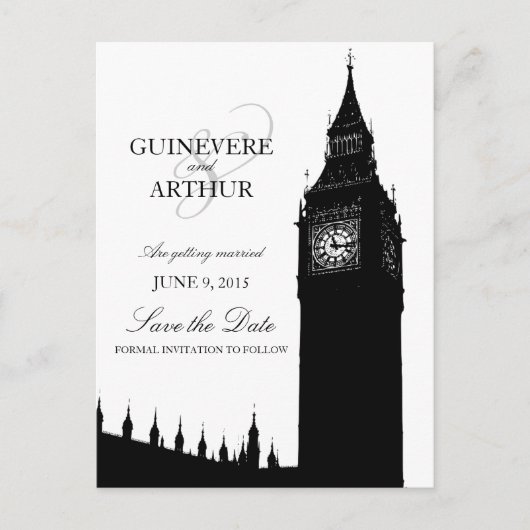 Londen Big Ben Modern Wedding Save the Date Aankondigingskaart (Voorkant)