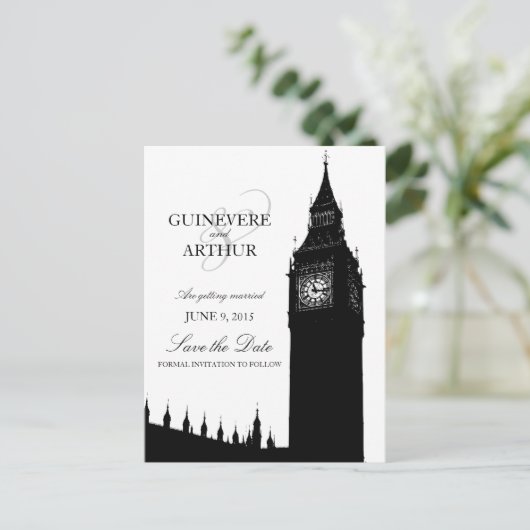 Londen Big Ben Modern Wedding Save the Date Aankondigingskaart (Staand voorkant)